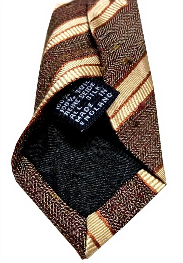 Cravatta uomo DRAKES LONDON seta righe marrone beige cuoio