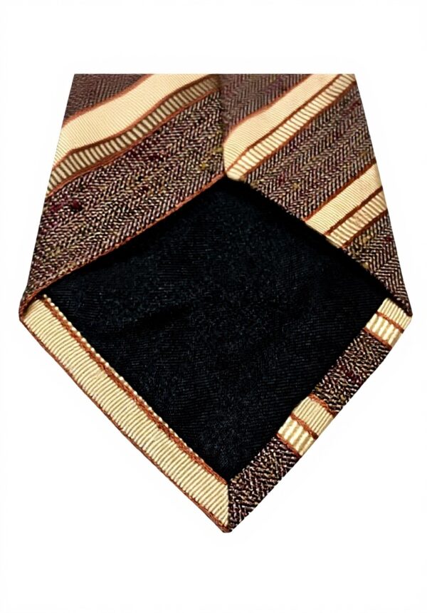 Cravatta uomo DRAKES LONDON seta righe marrone beige cuoio