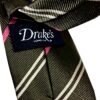 Cravatta uomo Drakes London seta righe verde rosa ecru
