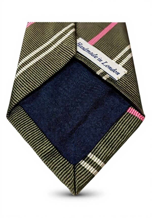 Cravatta uomo Drakes London seta righe verde rosa ecru