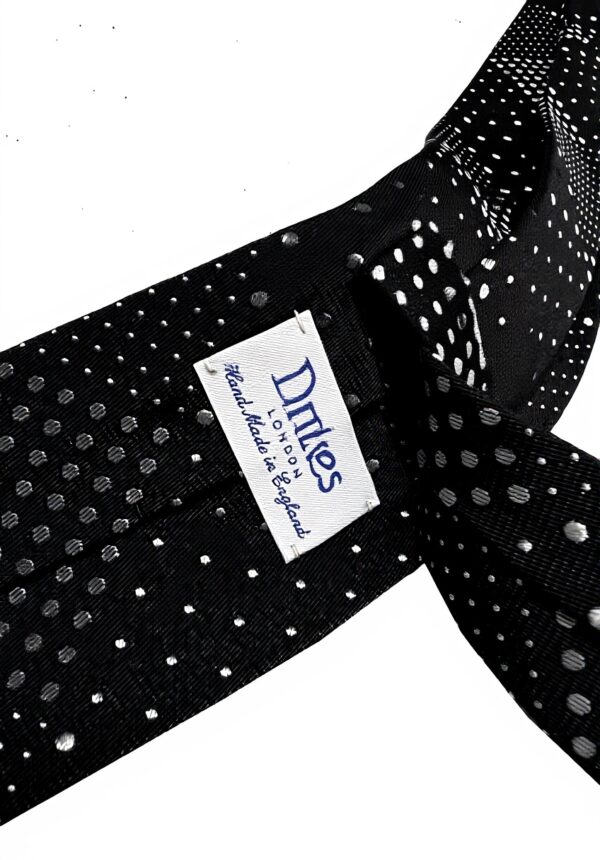 Cravatta uomo DRAKES LONDON nera seta patchwork pois