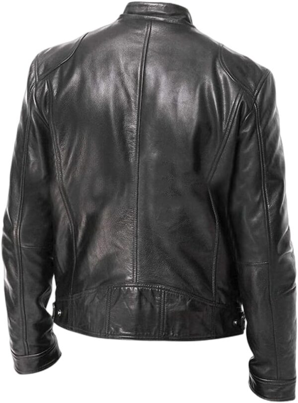 Giacca in pelle uomo colletto rialzato ecopelle casual-2