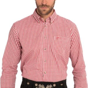 Camicia a quadri JP1880 stile Tracht colletto button-down-0