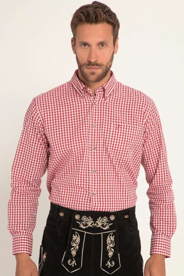Camicia a quadri JP1880 stile Tracht colletto button-down-4