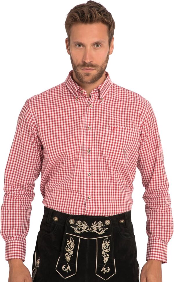 Camicia a quadri JP1880 stile Tracht colletto button-down-0