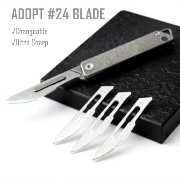 KeyUnity coltello pieghevole titanio KK02 lame sostituibili