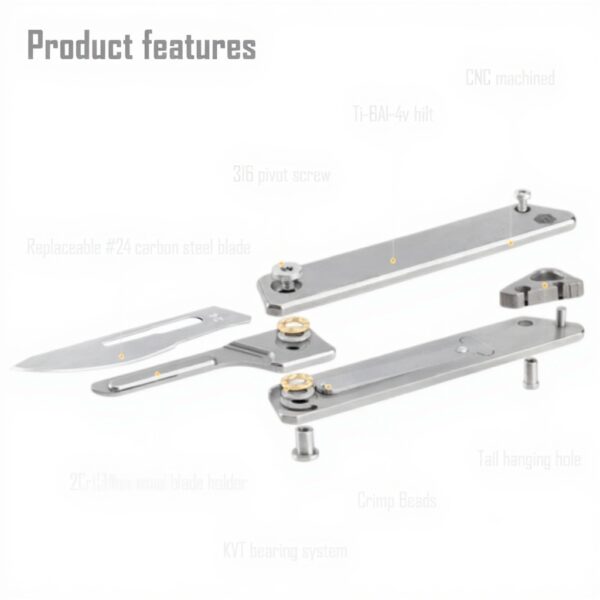 KeyUnity coltello pieghevole titanio KK02 lame sostituibili