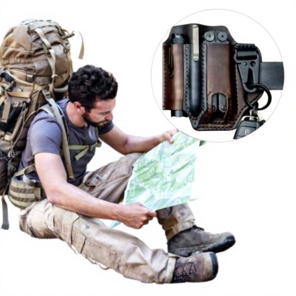 Fodero in pelle multitool EDC Okssud organizzatore cintura