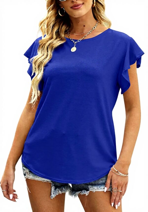 Muzboo camicetta donna manica a volant blu scuro S