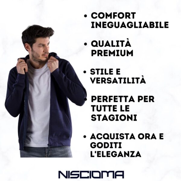 Niscioma Felpa con Cappuccio Zip Uomo Cotone Poliestere-1