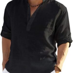 PADOLA Camicia Lino Uomo Slim Fit Elegante Bianco Estate-0