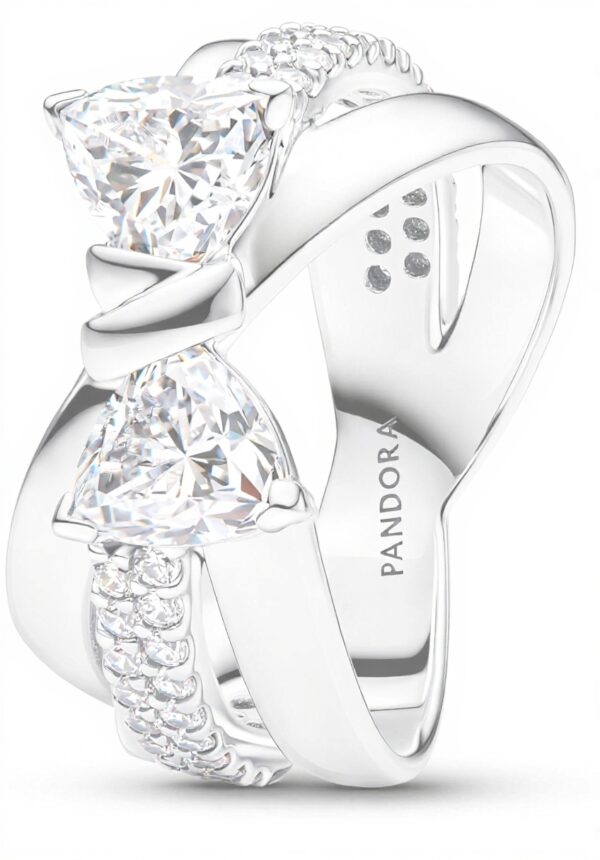 Anello Pandora donna argento fiocco scintillante incrociato