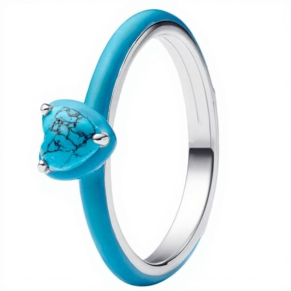 Anello Pandora Donna Argento Cuore Turchese 193828C01