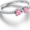 Anello Pandora argento fiocco rosa scintillante donna-1