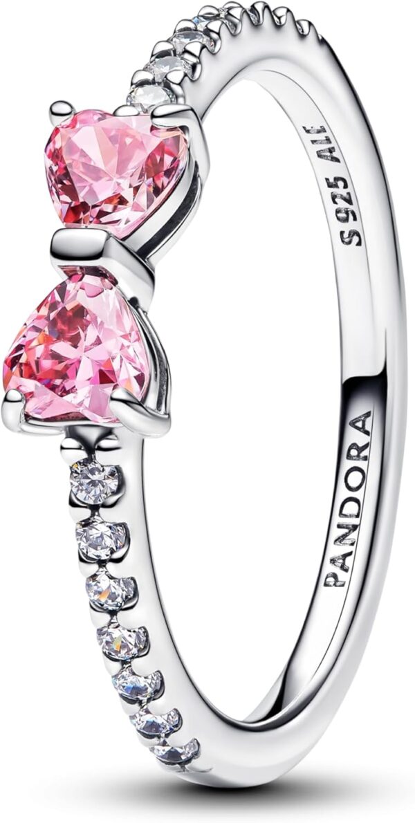 Anello Pandora argento fiocco rosa scintillante donna-0