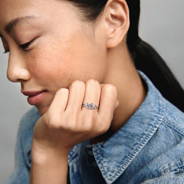 Anello PANDORA Disney Bella Bestia argento zirconi rossi-1