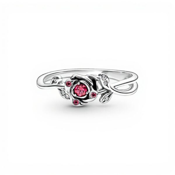 Anello PANDORA Disney Bella Bestia argento zirconi rossi