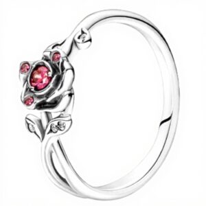 Anello PANDORA Disney Bella Bestia argento zirconi rossi