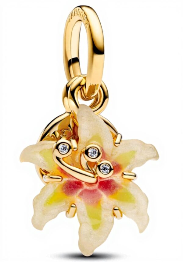 Ciondolo Rapunzel Pandora fiore magico argento oro zirconi