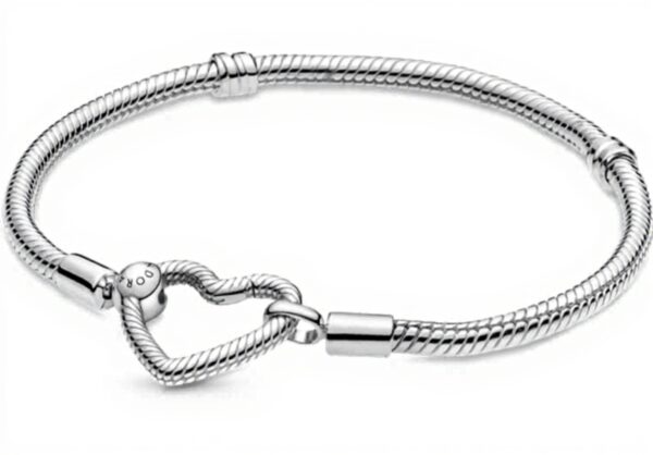 Bracciale Pandora maglia snake chiusura cuore donna