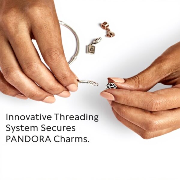 Bracciale Pandora maglia snake cuore pavè oro rosa zirconia