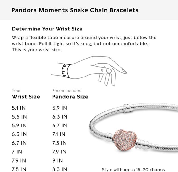Bracciale Pandora maglia snake cuore pavè oro rosa zirconia-8