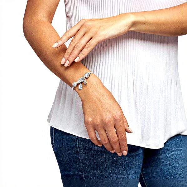 Bracciale Pandora maglia snake cuore pavè oro rosa zirconia