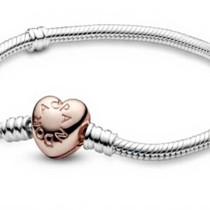 Bracciale Pandora maglia snake cuore oro rosa donna