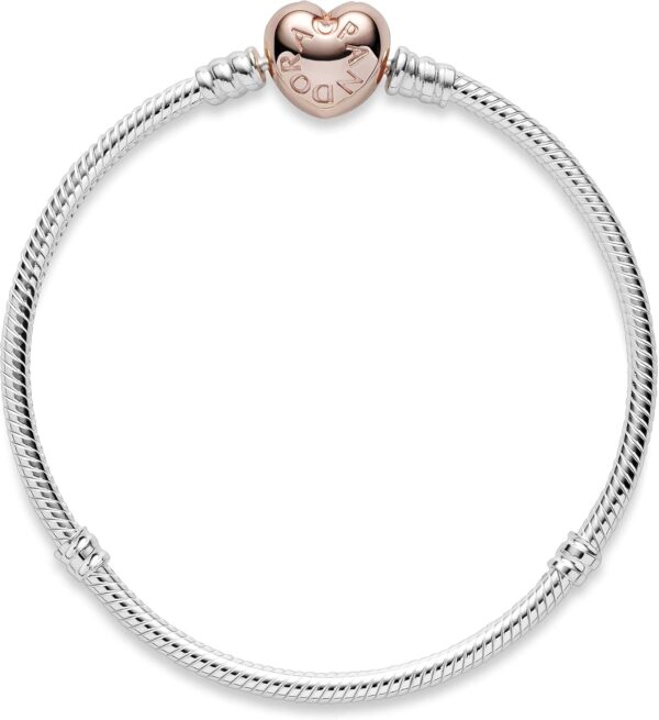 Bracciale Pandora maglia snake cuore oro rosa donna-2