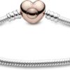 Bracciale Pandora maglia snake cuore oro rosa donna-3