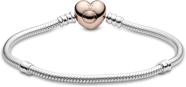 Bracciale Pandora maglia snake cuore oro rosa donna-3