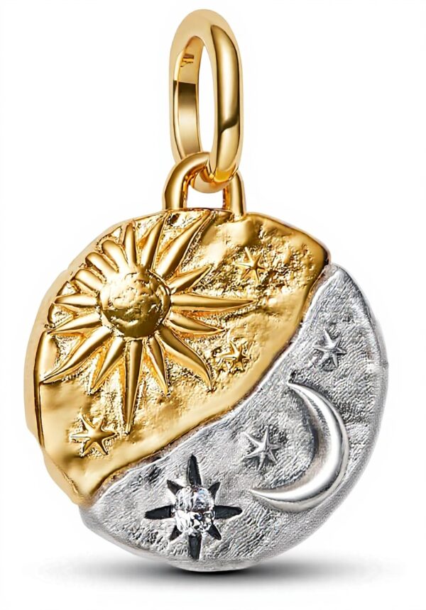 Ciondolo Pandora sole luna argento oro 14k charm donna