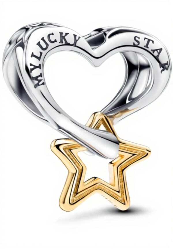 Charm PANDORA stella cuore argento dorato per bracciali