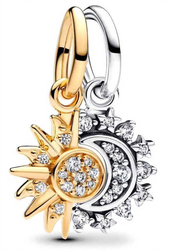 Ciondolo Pandora Sole Luna Argento Zirconi Charm Bracciale