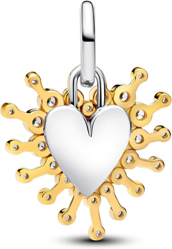 Ciondolo cuore Pandora argento oro zirconi donna-1