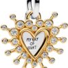 Ciondolo cuore Pandora argento oro zirconi donna-0