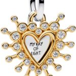 Ciondolo cuore Pandora argento oro zirconi donna-0