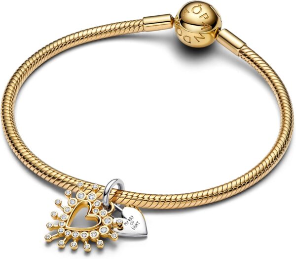 Ciondolo cuore Pandora argento oro zirconi donna-2