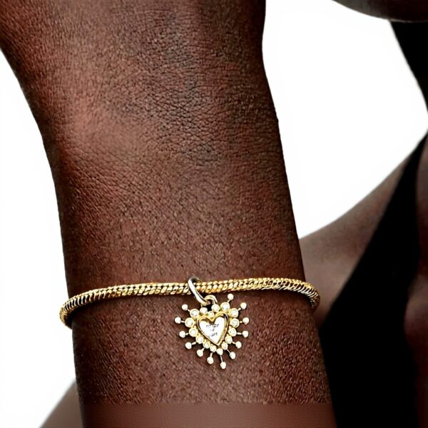 Ciondolo cuore Pandora argento oro zirconi donna