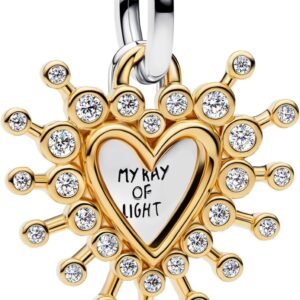 Ciondolo cuore Pandora argento oro zirconi donna-0