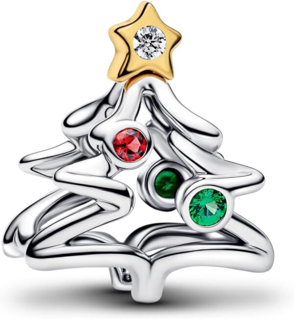Ciondolo albero di Natale PANDORA argento oro zirconi-0