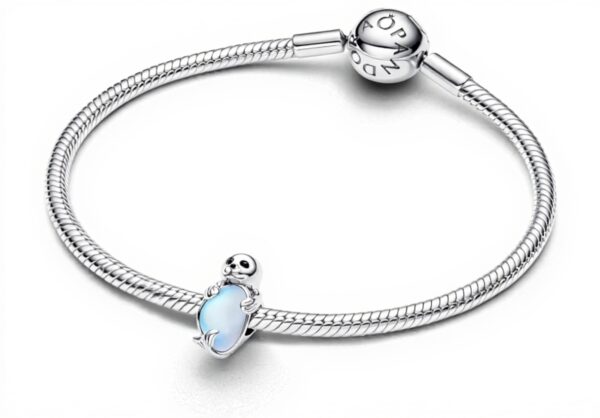 Ciondolo Pandora foca argento cristallo vetro pietra luna