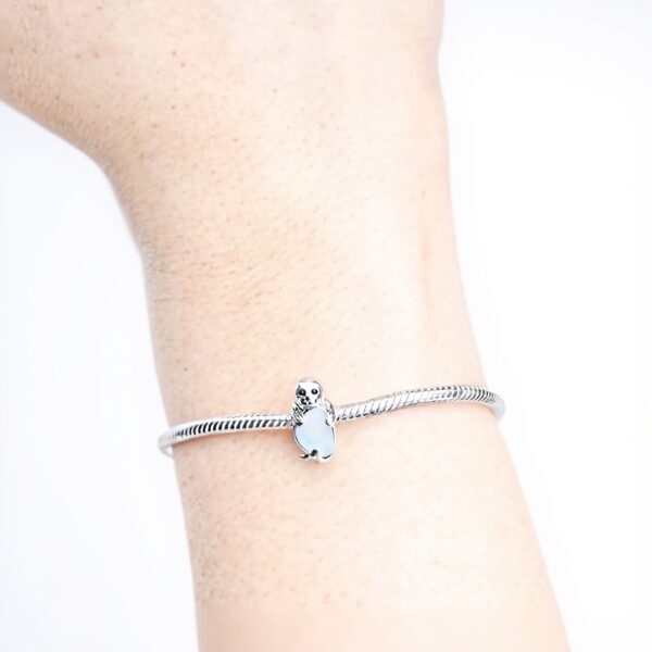 Ciondolo Pandora foca argento cristallo vetro pietra luna