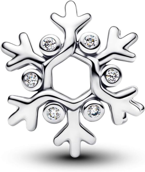 Ciondolo fiocco neve Pandora argento zirconi charm donna-1