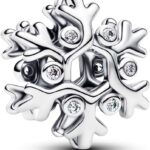 Ciondolo fiocco neve Pandora argento zirconi charm donna-0