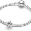 Ciondolo fiocco neve Pandora argento zirconi charm donna
