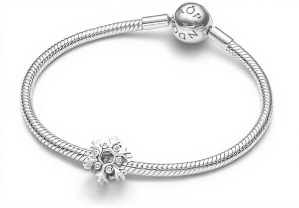 Ciondolo fiocco neve Pandora argento zirconi charm donna