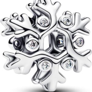 Ciondolo fiocco neve Pandora argento zirconi charm donna-0