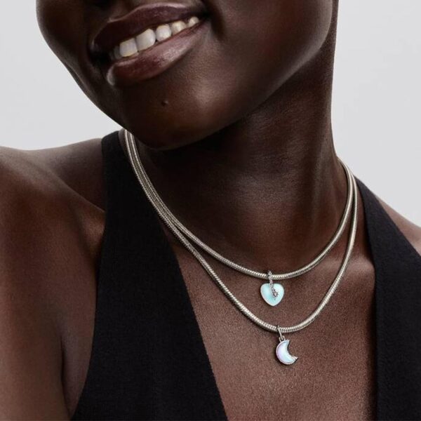 Ciondolo mezzaluna Pandora argento sterling resina donna-5