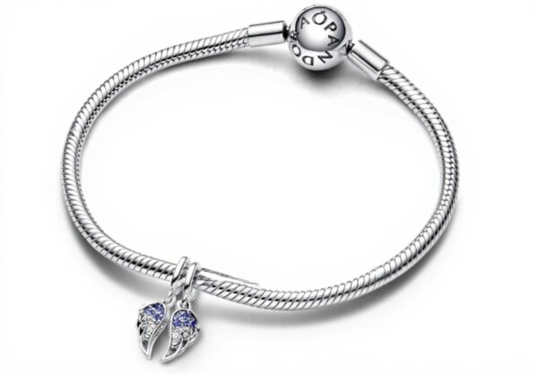Pandora ciondolo ali argento Sterling cristallo blu donna